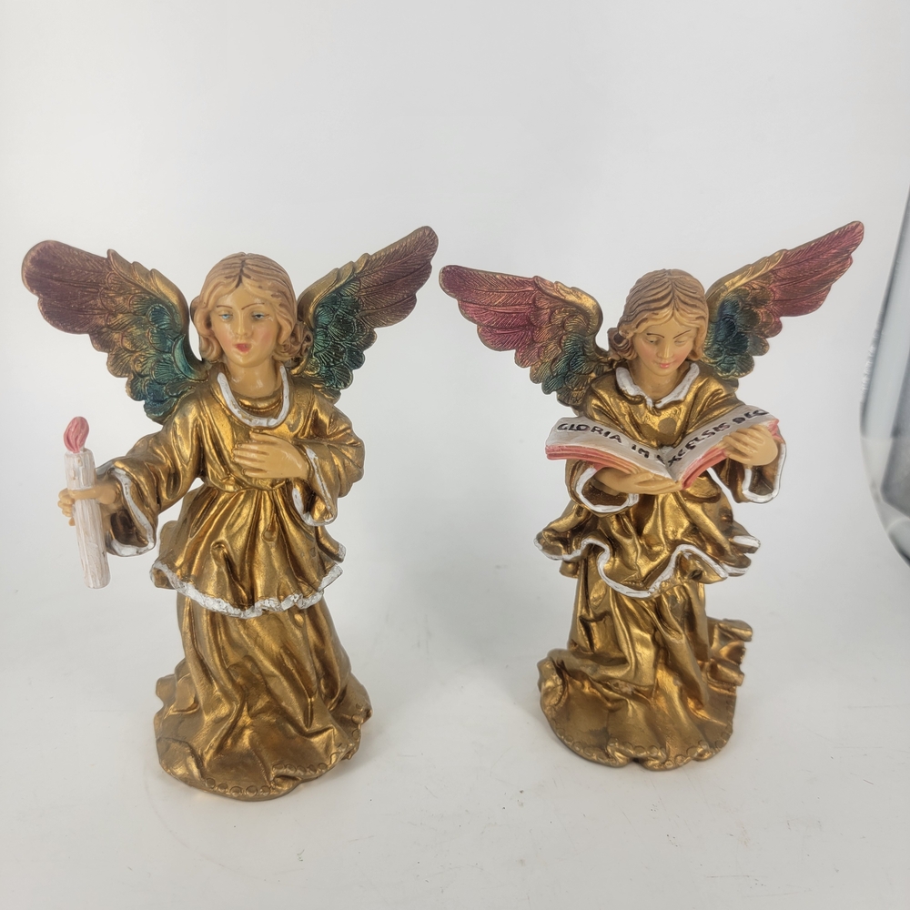 Vtg 80's Nativity Angels Gloria Angel  March‎ Angel Made In Italy Polyresin 5.5"